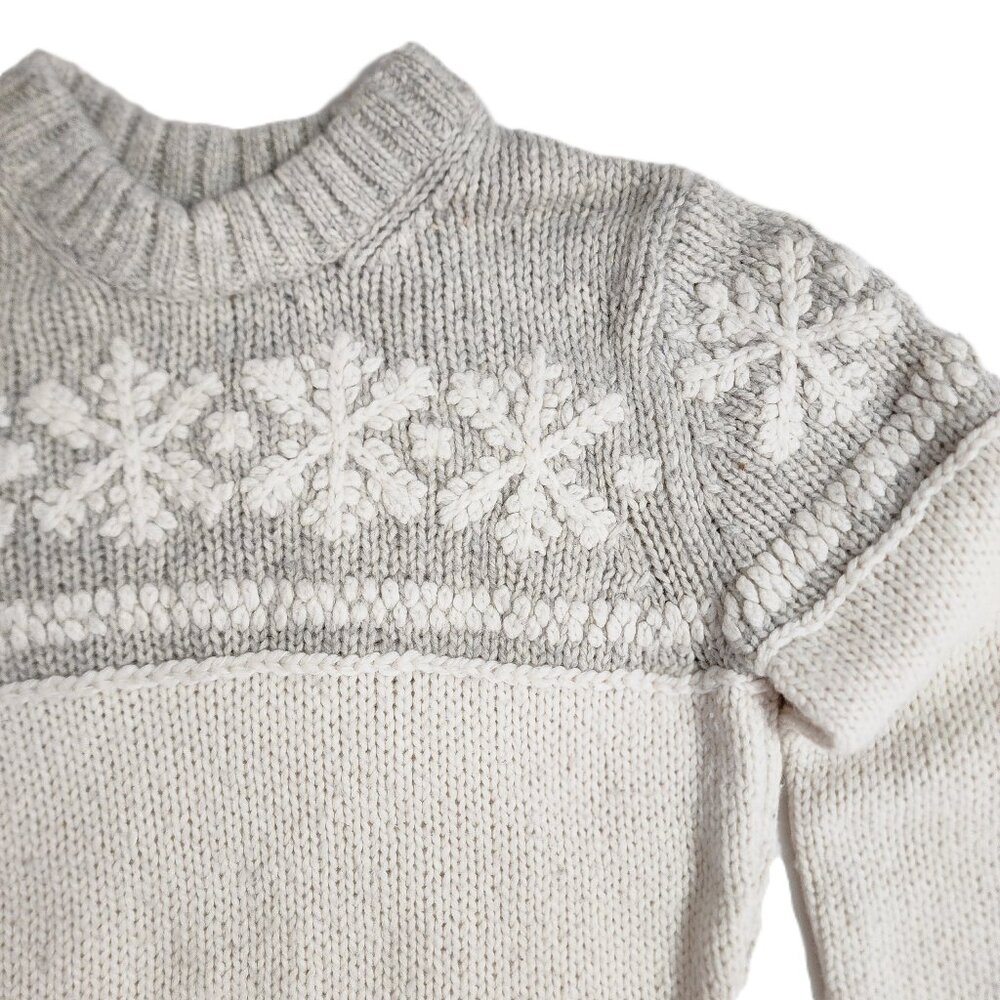 Abercrombie&Fitch Womens WinterWhite&Gray Lambswool Blend Snowflake Sweater - Picture 4 of 10